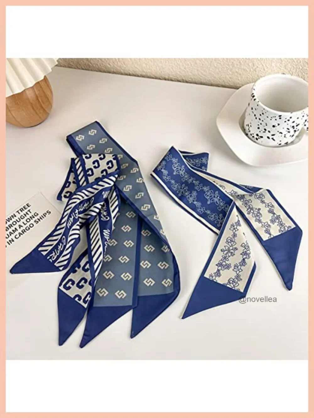 Retro Small Silk Scarf Heart Spring Summer Narrow Ribbon Headband